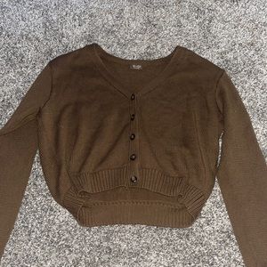 Brown brandy Melville button up sweater